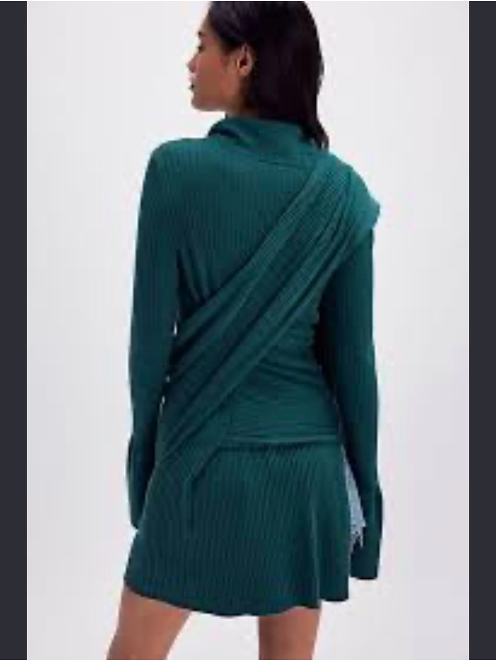 Free People Carine Sweater Dress Forest Green Tunic Top Large Wrap Fall Ribbed